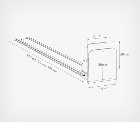 Pusher with medium back support and straight front FORTA NORMA-2 drawing with dimensions