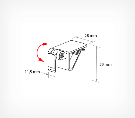 Ratchet wooden shelf clip, low position EDGE-CLIP-LP drawing with dimensions
