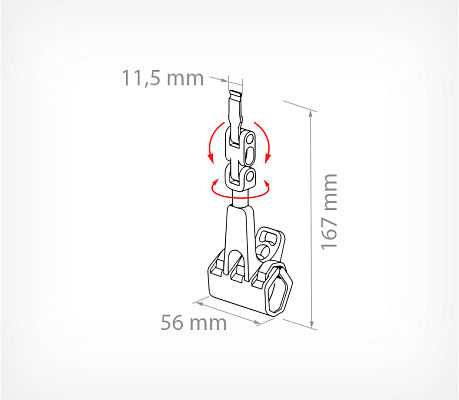 Universal clamp for crates / baskets MULTICLAMP drawing with dimensions
