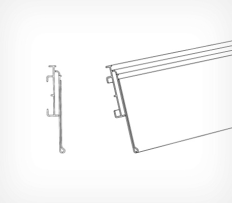 Datastrip for Kaplanar, Frost-trol, ES Systems shelves FRT drawing with dimensions