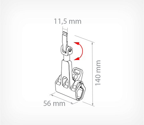 Universal clamp for crates and baskets MULTICLAMP-S drawing with dimensions