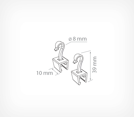 Frame hook clip UP-CLIP drawing with dimensions