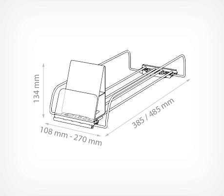 Wire pusher tray inclined  drawing with dimensions
